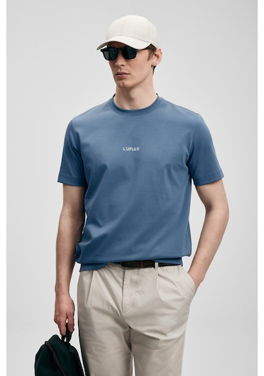 Lufian Marcus Modern Grafik T- Shirt Koyu Mavi Koyu Mavi 111020322100310 Koyu Mavi