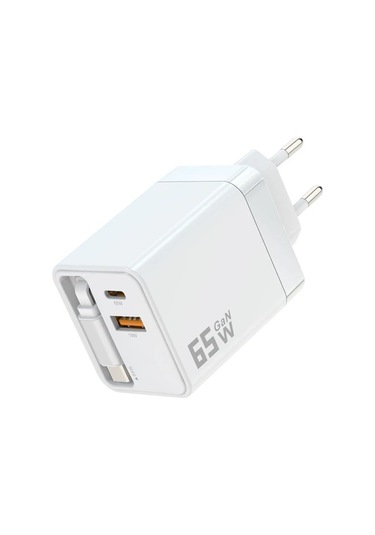 Topshop1 65w Usb C Şarj Aleti Siyah 3 Portlu Pd Hızlı Şarj Iphone Uyumlu 16 Macbook Pro Uygun Duvara Monte