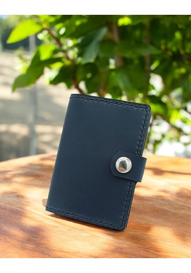 Cronder Hakiki Deri Şeffaf Bölmeli Kartlık Cüzdan Siyah