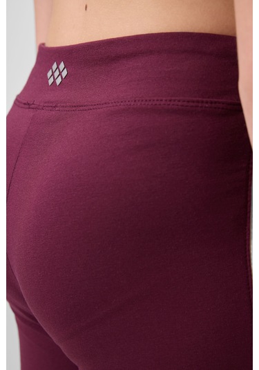 Bej-bordo Pamuklu O Yaka Standart Fit Basic İspanyol Paça Kız Çocuk Tayt Takım - 75192 Bej