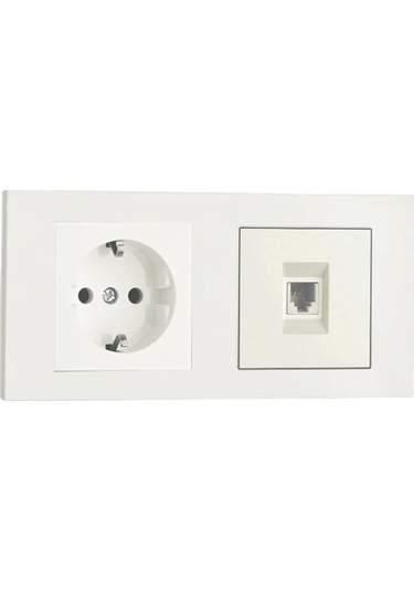 Ovivo Grano Beyaz 2'li Set Topraklı Priz Ve Telefon Nümeris Cat3