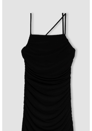 DeFacto Bodycon Askılı Midi Elbise C8948AX24SMBK81