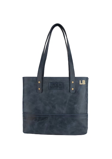 Twingold İsme Özel Tote Bag El Omuz Çantası - %100 Rainbow Deri - Ac03003 - Lacivert Lacivert