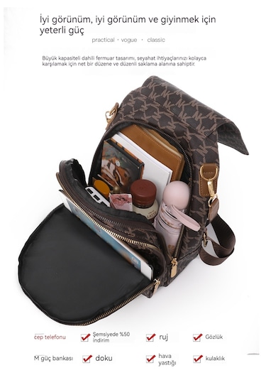 Kadınlar İçin Şık Retro Sırt Çantası-pembe Pembe