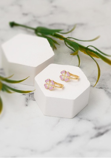 Bilezikci Yoncalı 14 Ayar Altın Çocuk Küpesi Sarı Altın