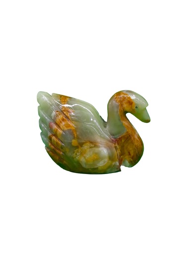 Doğal Oniks Taş Kuğu Figürü - Dekoratif El Yapımı Biblo