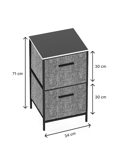 Çok Amaçlı Dolap 2 Çekmeceli Orta Boy Komodin Sehpa Füme 1605