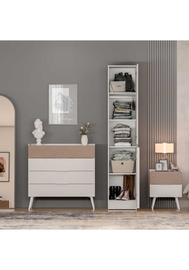 Milano 4 Çekmeceli Şifonyer - Vizon/zebra 103x101x44 Cm