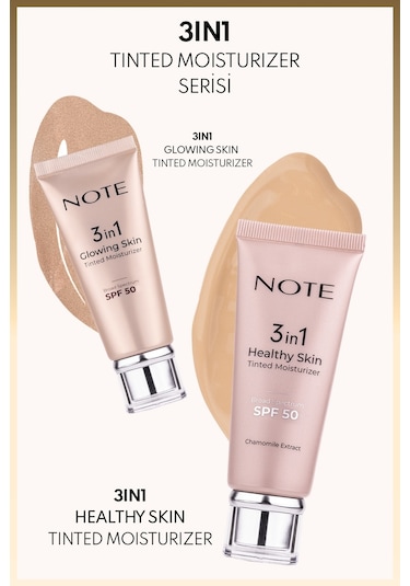 Note Cosmetics Cosmetics 3 in 1 Healthy Skin Tinted Moisturizer SPF50 Renk Ton Eşitleyici Aydınlatıcı Krem 30 ML