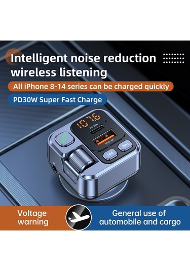 T16 Mp3 Çalar Hızlı Şarj Cihazı Kablosuz Bluetooth 5.1 Fm Verici Eller Serbest Araç Kiti