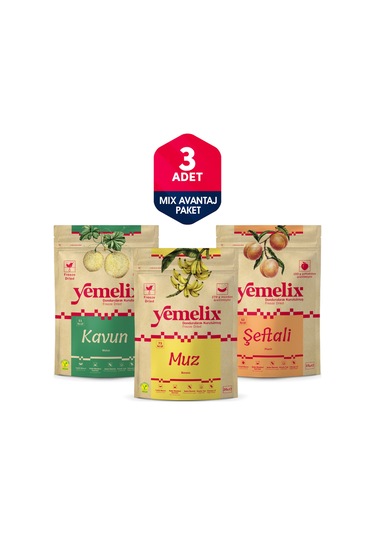 Freeze Dried 3'lü Mix Avantaj Paketi Dondurularak Kurutulmuş Kavun-muz-şeftali Kuru Meyve Cipsi 50 G