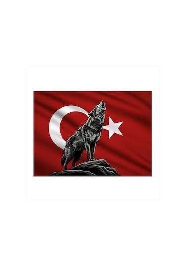 Türk Bayrağı Kurt Art Mdf Poster