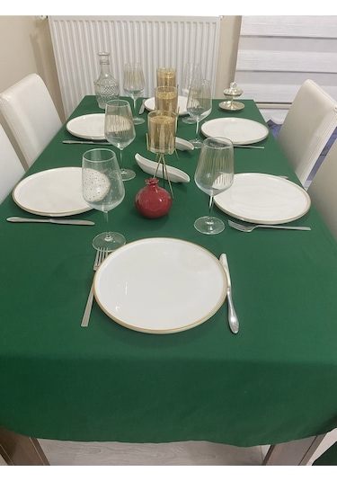 Sıvı Geçirmez Dertsiz Masa Örtüsü Koyu Yeşil 25 Parça