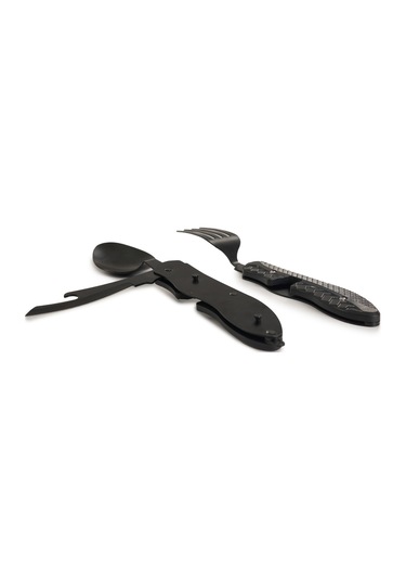 Urban Badger Herja Katlanabilir Çatal Bıçak Kaşık Seti Siyah