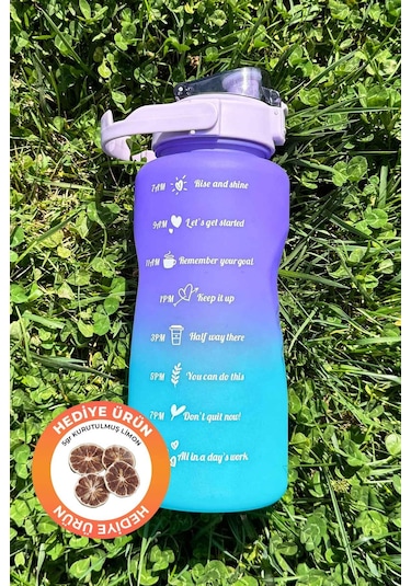 Pikas Motivasyonel Su Matarası Su Şişesi Suluk 2 Litre Tritan Spor Salonu Su Şişesi Bpa Içermez Suluk Çok Renkli