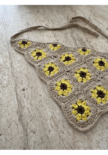 Kadın El Örgüsü Üçgen Bandana Saç Aksesuarı Karışık (Çok Renkli)
