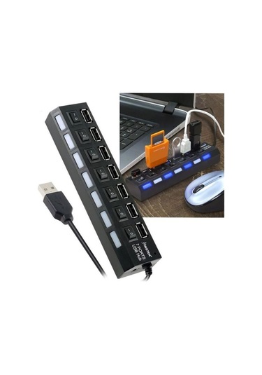 7 Usb 2.0 Bağlantı Noktasına Sahip Yüksek Hızlı Hub Güç Şeridi