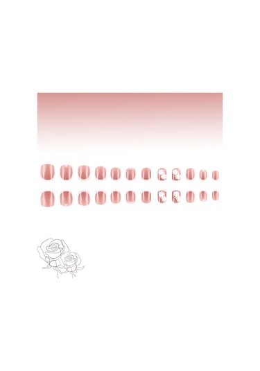 Kısa Bahar Ve Yaz Basit Gül Çiçek Elmas Tırnak Sanatı Fransız Beyaz Kenarlı İnci Takma Tırnaklar 24 Adet Parlak Aşınma Tırnakları Dahil Aletlerys529