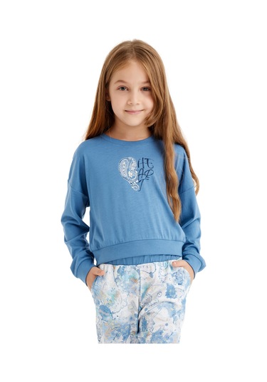 Kız Çocuk Pijama Takımı 51638 - Mavi