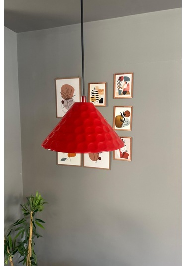 Rumy Kırmızı Tekli Avize Sarkıt Ofis Showroom Salon Mutfak Avizeleri Kırmızı