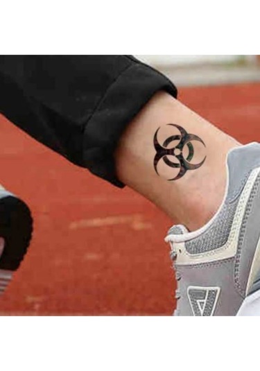 Geçici Dövme Tehlike Işareti Kimyasal Radyoaktif Atık El Kol Bilek Dövmesi Tattoo