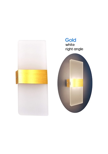 Shineyee Altın Açık Beyaz Dik Açı Led Duvar Lambası - Yatak Odası Mutfak Otel Koridor Dekoratif Işık Gümüş