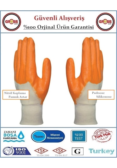Glove Nitril Iş Eldiveni - Pudrasız - Silikonsuz - 10 Numara
