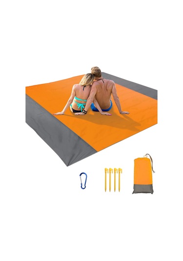210 X 200cm Piknik Örtüsü Ekstra Büyük Su Geçirmez Plaj Matı - Turuncu Diğer