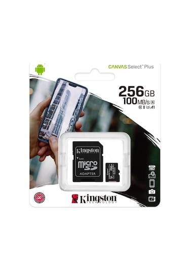 Kingston Canvas Select Plus SDCS2/256GB 256 GB MicroSDXC Class 10 UHS-I Hafıza Kartı + Adaptör