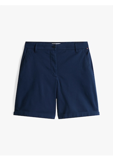 Tommy Hilfiger Co Blend Gmd Chıno Short Kadın Mavi Şort - Ww0ww42457 Mavi