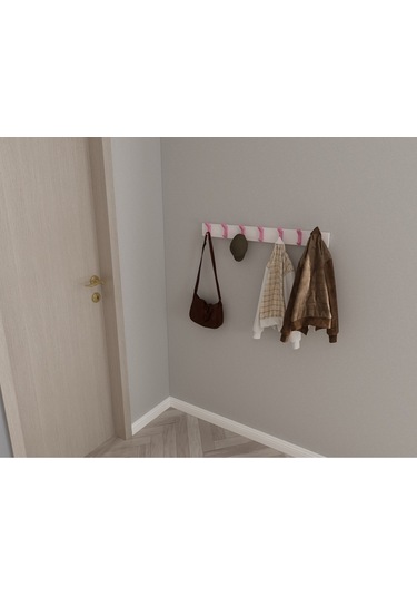 Hepsi3boyutlu Modern Duvar & Kapı Kanca Askılık - 7 Adet Pembe Kanca Askılık - Model No : 2 Pembe