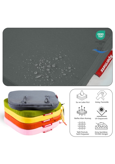 Xpermate 6'lı Standartfit Oval Sandalye Minderi 42x42x5 Antrasit