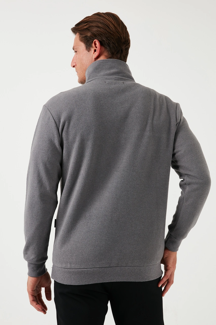 Buratti Pamuklu Regular Fit Yarım Fermuarlı Dik Yaka 2'Li Paket Erkek Kazak 456112S2 Gri-Haki