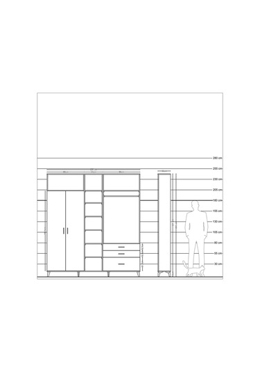 Arges Dolap 9 Raflı 3 Çekmeceli 2 Askılı 220x30x243 Aytaşı-aytaşı/aytaşı Aytası/aytası