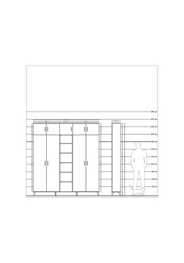 Arges Dolap 18 Raflı 9 Kapaklı 220x30x243 Çam-aytaşı/aytaşı Aytası/aytası
