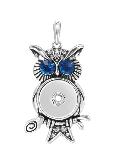 Soulader Yapışkan Snap Düğme Mekanizmalı Işıltılı Kristal Taş Detaylı Şık Metal Baykuş Figürlü Kolye Aksesuarı Çok REnkli