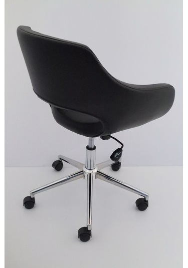 Ultra Siyah Deri Ofis Çalışma Sandalyesi