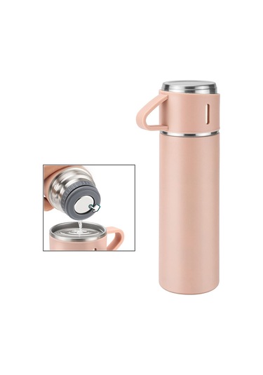 Hangfox Paslanmaz Çelik Isı Saklama Bardağı 500ml, 12 Saat Isı Tutma, Sızdırmaz, Taşınabilir, Ev Ve Dış Mekan İçin - Siyah Pembe