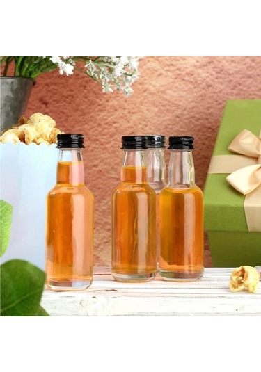 Willowhaven 50 Adet Mini Plastik Likör Şişesi 1.7oz Gümüş Kapaklı Mutfak Bar Kokteyl