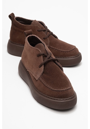 Lılya Kahverengi Süet Hakiki Deri Kadın Chukka Bot Süet Kahve