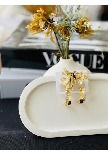 Zirkon Taşlı Çiftli Model Çelik Kolye Altın - Gümüş