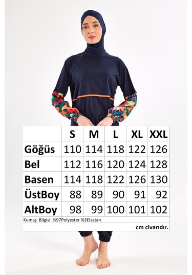 Spor Likra Tam Kapalı Tesettür Mayo Yeva 1205 Lacivert Lacivert