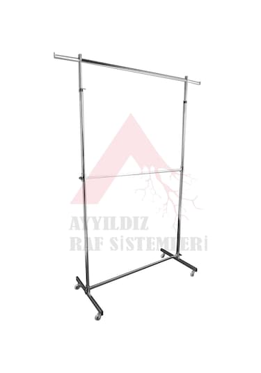 Lüks Çift Katlı Mağaza Standı & Lüks Konfeksiyon Askılıkları & Çift Katlı Askılık Krom