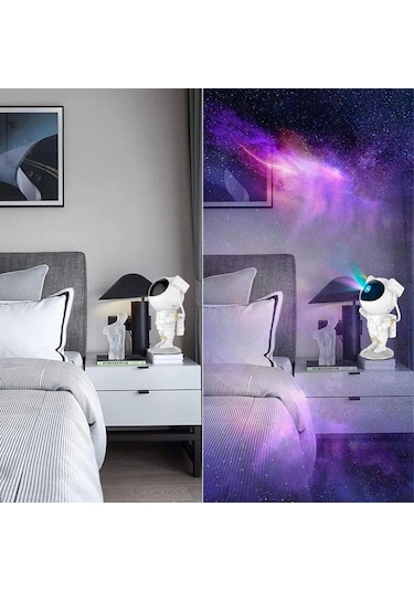 Uzaktan Kumandalı Ve Zamanlayıcılı Farklı Renk Işık Modlu Astronot Projektör Gece Lambası Diğer