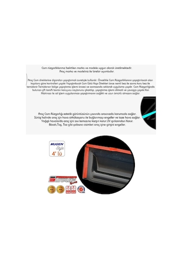 Skoda Octavia 2013 2014 2015 2016 2017 2018 2019 İle Uyumlu Sport Style Cam Rüzgarlığı 4lü Set Sunplex