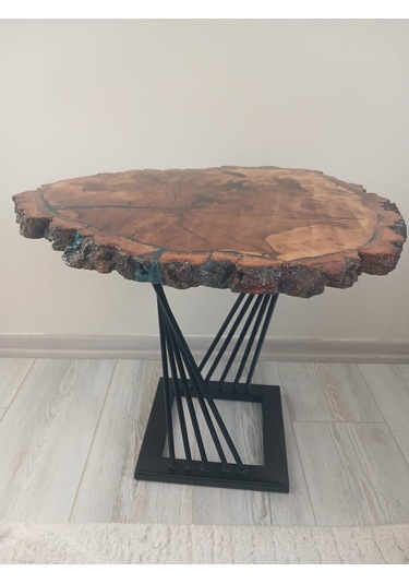 Servis Sehpası Meşe Epoksi Kaplama Açık Meşe