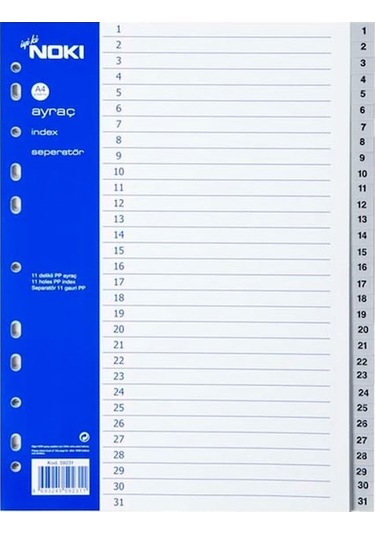 Noki 59231 Seperatör Ayraç 1-31 Rakam 6 Adet