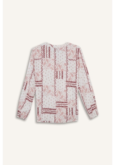 Defacto Regular Fit Desenli Apaş Yaka Uzun Kollu Bluz N1809az25sppn436 Pembe