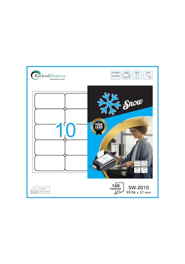 Sw-2010 Snow A4 Lazer Etiket 99 57 Mm