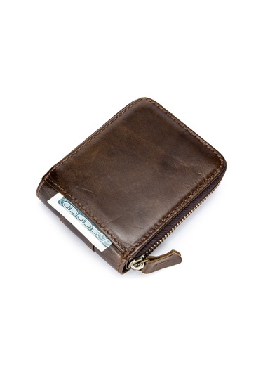 Suofeng Vintage Renkli Deri Cüzdan: Çoklu Bölmeli, Fermuarlı, Erkekler İçin Şık Ve Pratik Aksesuar Kahve